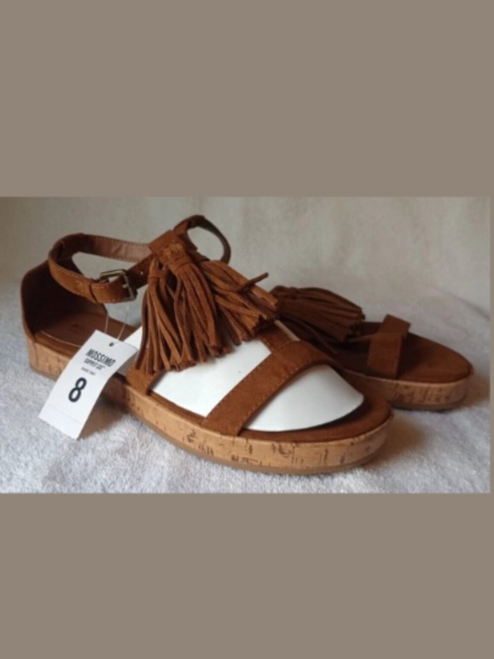 MOSSIMO SUPPLY Women's‎ Size 8 NWT Brown Cognac Larissa Sandals Fringed Tassels